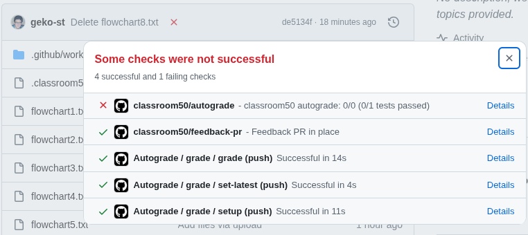 The autograde check has failed.